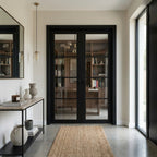 Internal French Door with 4 Light Clear Glass, Fully Finished in Jet Black
