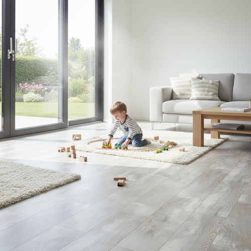 Premium 10mm Laminate Flooring with Water-Resistant Surface for Kitchens and Bathrooms - Natural Wood Imitation in Various Colors