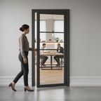 Premium Internal Primed Industrial 2.0 Lifestyle Door with 4 Clear Glass Panes and Double Coat Finish - Image 2