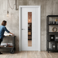 Premium Internal Primed Pedrena Clear Glass Door with 7 Panels and Semi-Solid Core Construction