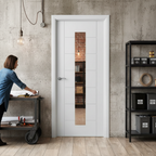 Premium Internal Primed Pedrena Clear Glass Door with 7 Panels and Semi-Solid Core Construction