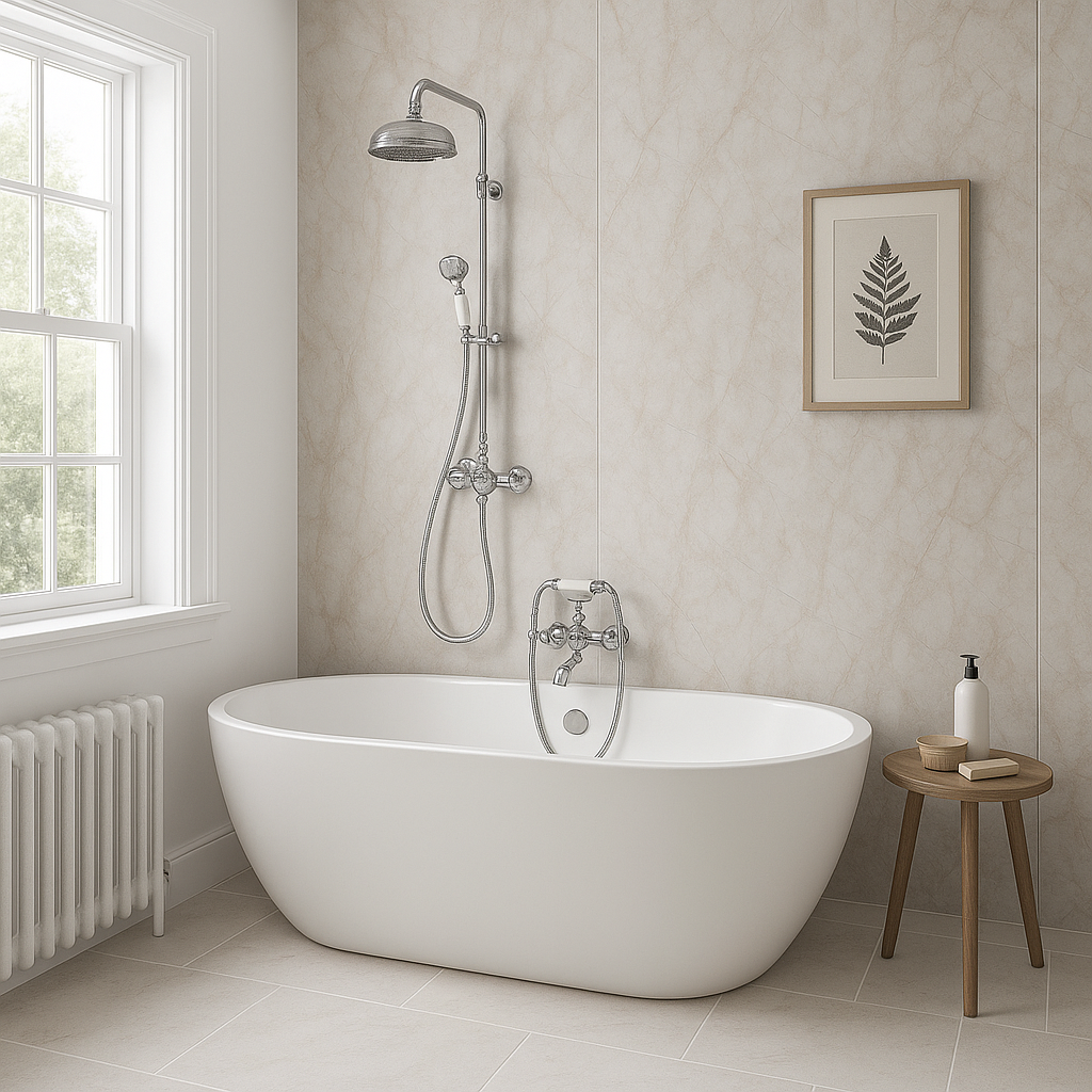 Neutral Marble Wall Panelling - 2420mm Matt Finish, 100% Waterproof