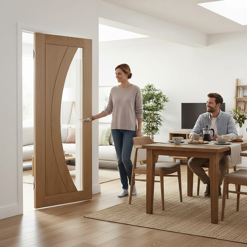 Premium Custom Made Oak French Doors with Clear Glass Panels for Elegant Interiors