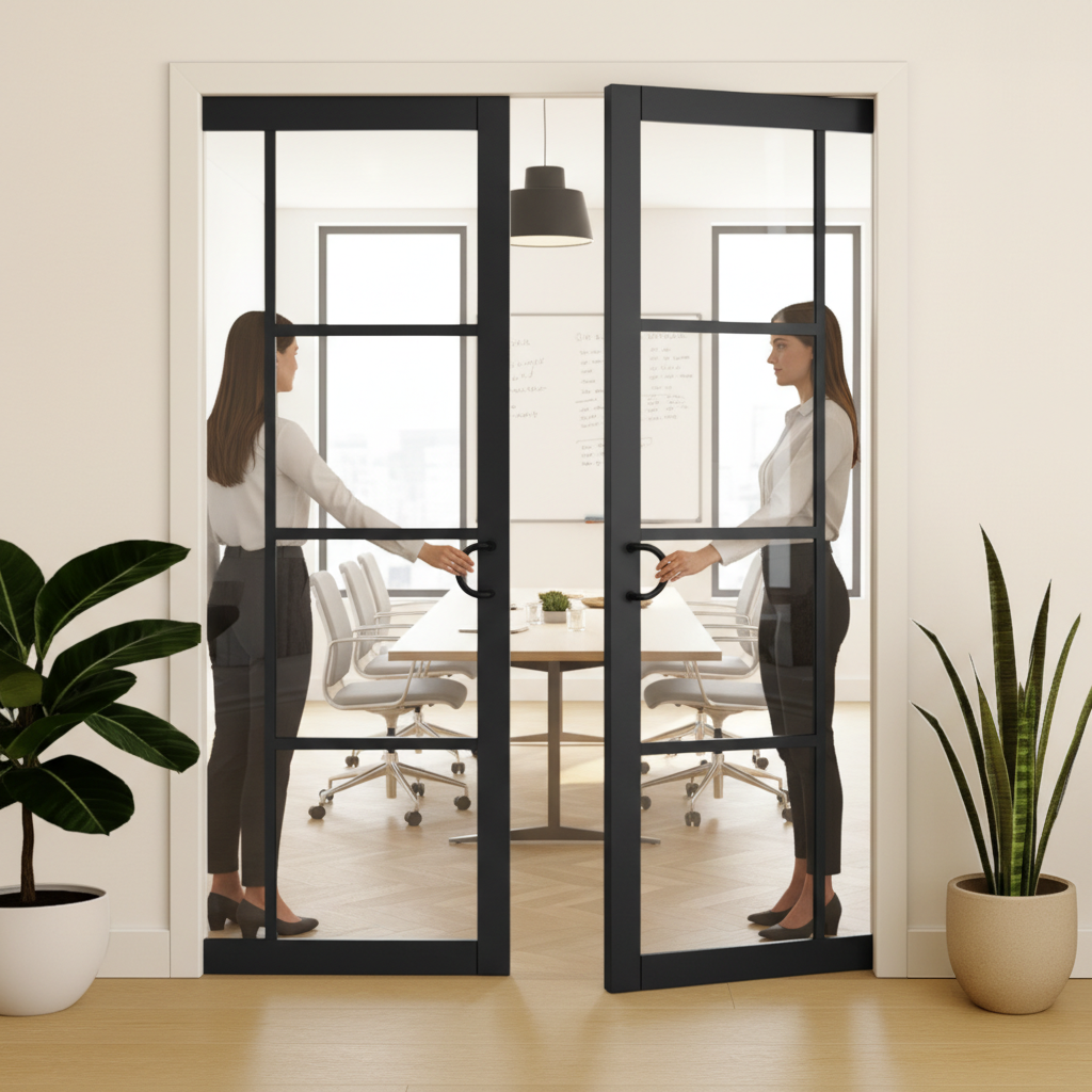 Premium Clear Glazed Double Pocket Door Set with Galvanised Steel Frame and Adjustable Jambs for Seamless Interior Transitions
