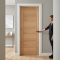 Premium Oak Fire Door with V Grooves and Semi Solid Core for Strength and Stability - 30 Minutes Fire Rated