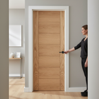 Premium Oak Fire Door with V Grooves and Semi Solid Core for Strength and Stability - 30 Minutes Fire Rated