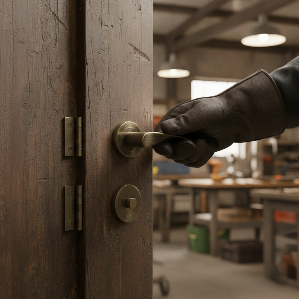 Premium Door Handle Pack with Contemporary Lever Design and Antique Brass Finish - Includes Hinges and Lock Components