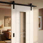 Internal White Sliding Door 3 Panel Primed Finish Clear Glass 1 Light - detail view