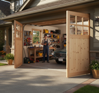 Premium 301 Glazed Garage Door with Flemish Style Glazing and 44mm Thick Redwood Construction