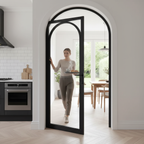 Premium Arched Internal Door with Clear Glazed Panel and Solid Engineered Core - Pre-Finished Black Design