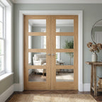 Internal Oak Shaker French Door Unfinished 4 Light Obscure Glass