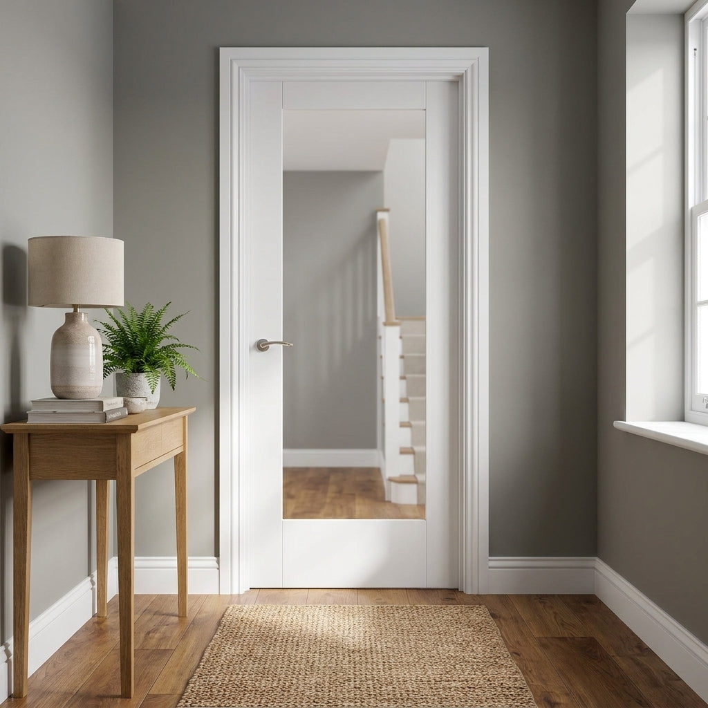 Internal White Door with Made-to-Measure 1 Light Toughened Obscure Glass