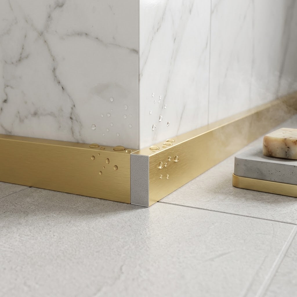 Water-Resistant Gold Square Edge Moulding, 2400mm x 24mm x 8mm
