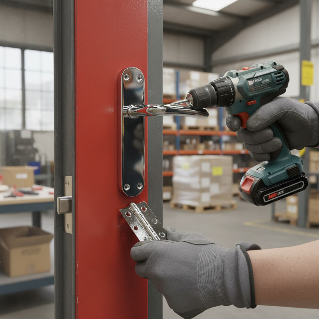 Premium Fire Door Handle Set with Polished Chrome Lever and Backplate for Modern Elegance