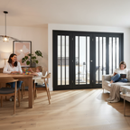 Premium Clear Glazed Brushed Black Oak Room Divider with Side Panels - Custom Sizes Available