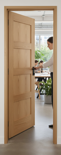Premium Contemporary 4 Panel Oak Fire Door - Fully Finished, 30-Minute Fire Rating for Modern Interiors