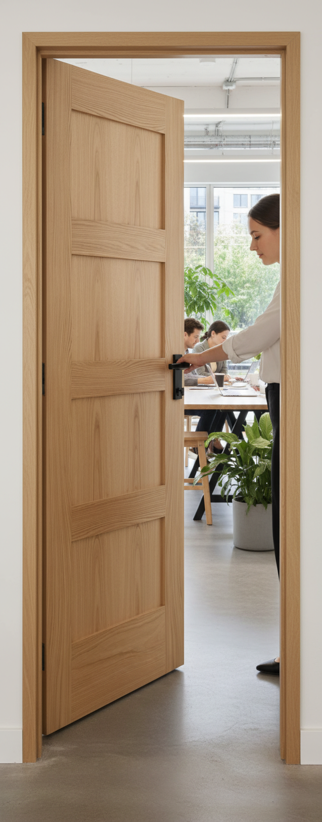 Premium Contemporary 4 Panel Oak Fire Door - Fully Finished, 30-Minute Fire Rating for Modern Interiors