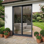External Sliding Patio Door in Matt Grey Aluminium with Clear Toughened Glass
