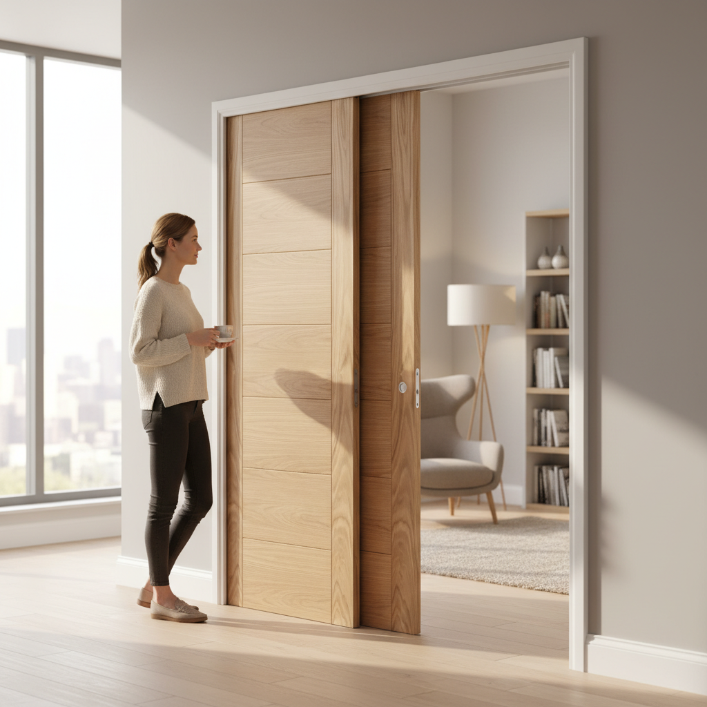 Premium Heavy Duty Telescopic Pocket Door System with Wooden Jamb Kit and Smooth Operation for Wider Openings