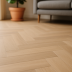 Herringbone Rigid Core LVT Flooring in Buttermilk Oak, 5.5mm Thickness - detail view
