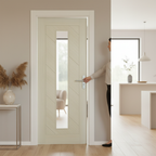 Premium Internal Fully Finished Laminate Clear Glass Door with Blonde Oak Finish for Natural Light and Modern Style