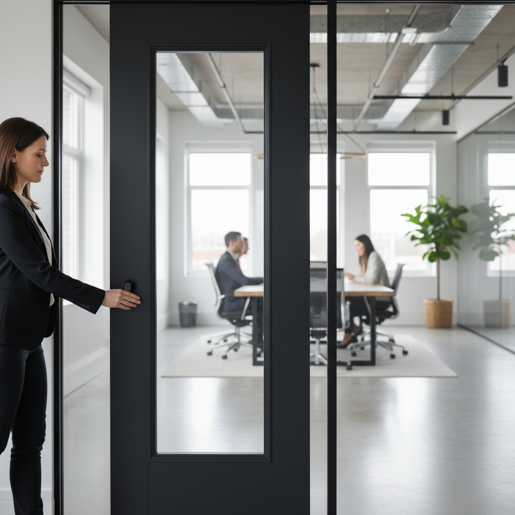 Premium Clear Glazed Pocket Door Set with Bevelled Panel and Galvanised Steel Frame for Stylish Interior Solutions