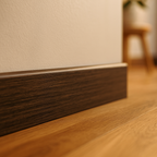 Walnut Round Pencil Laminate Skirting Board - 2.4m Length - detail view