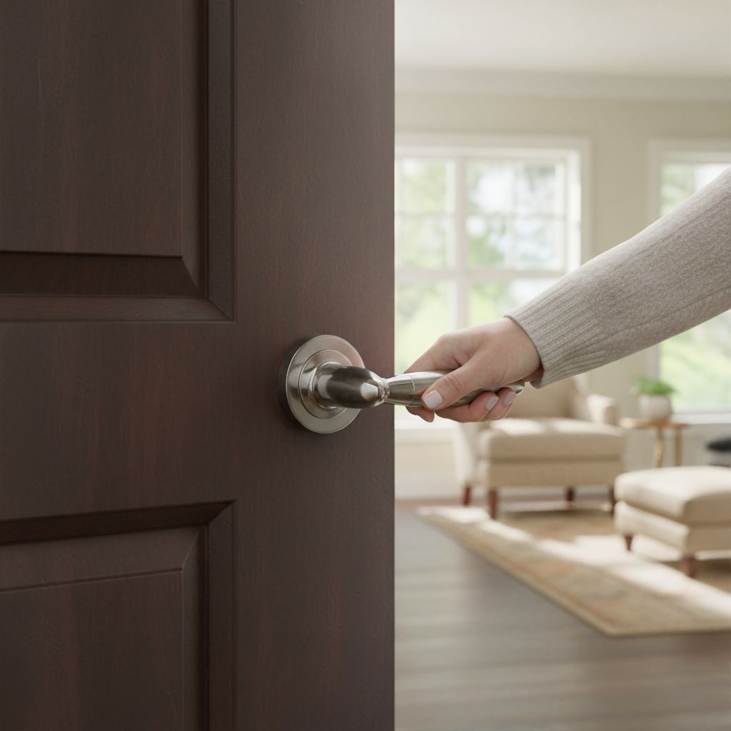 Premium Gibraltar Round Lever Door Handle with Satin Nickel Finish for Elegant Home Decor - Image 2