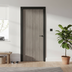 Premium Light Grey Laminate Internal Door with Vertical Grooves - Durable and Easy to Maintain