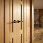 Internal Oak Pair Door, Fully Finished, 5 Panel Design, Solid Core - detail view
