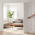 Premium White Primed Bifold Door with Solid Engineered Construction and Ladder Style Effect for Limited Spaces