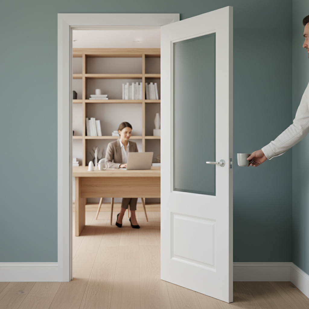 Premium Glazed White Primed Interior Door - Heavy Duty Solid Core, Custom Sizes Available, Timeless Elegance