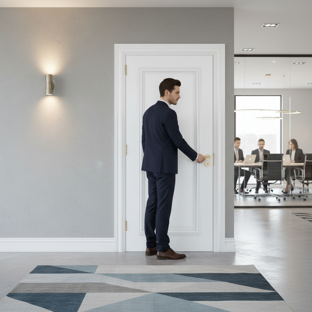 Premium White Primed Fire Door with Traditional Mouldings and Customizable Finish for Timeless Aesthetic