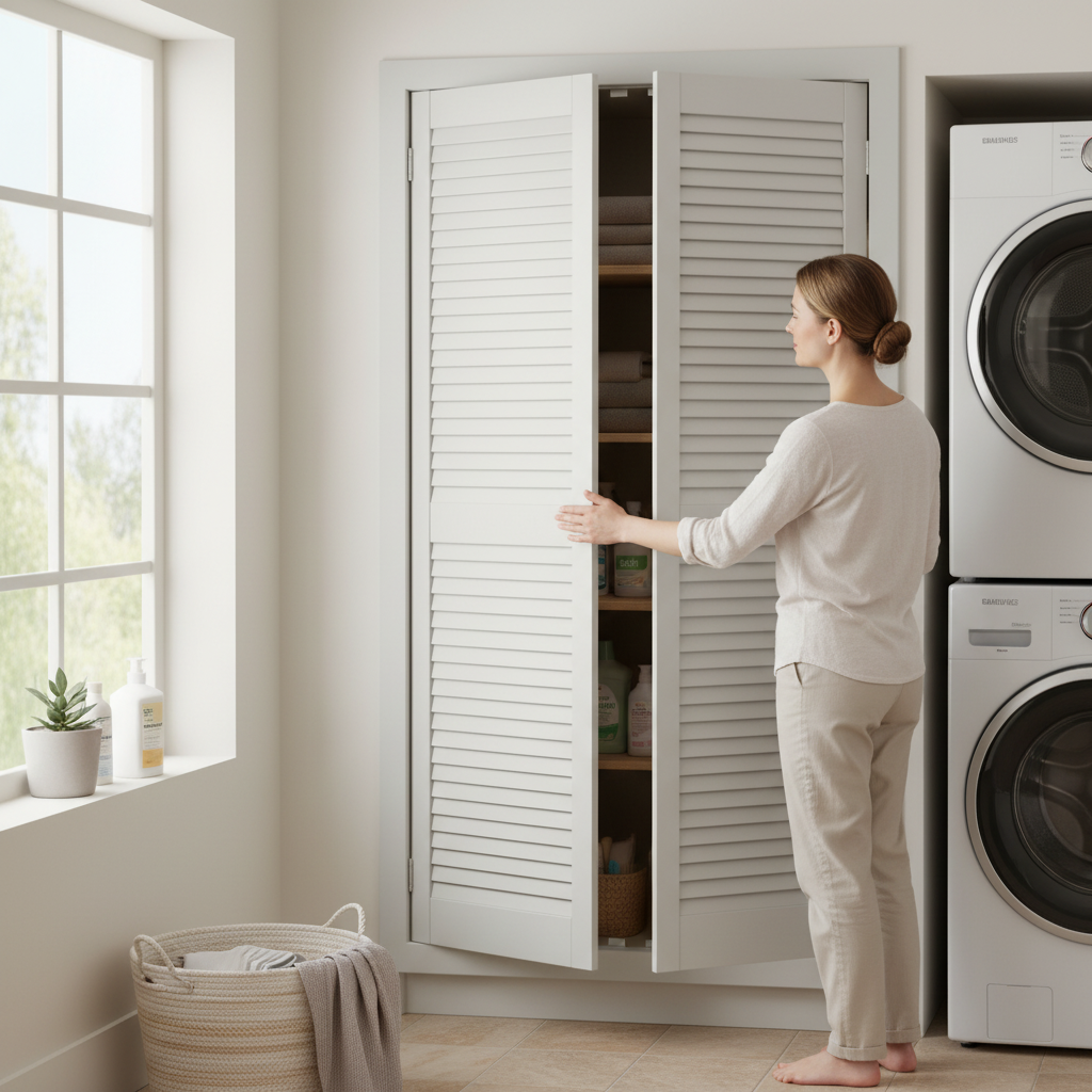 Premium 28mm Thick Open Louvre Door in Silk Grey for Ventilation with Durable Finish