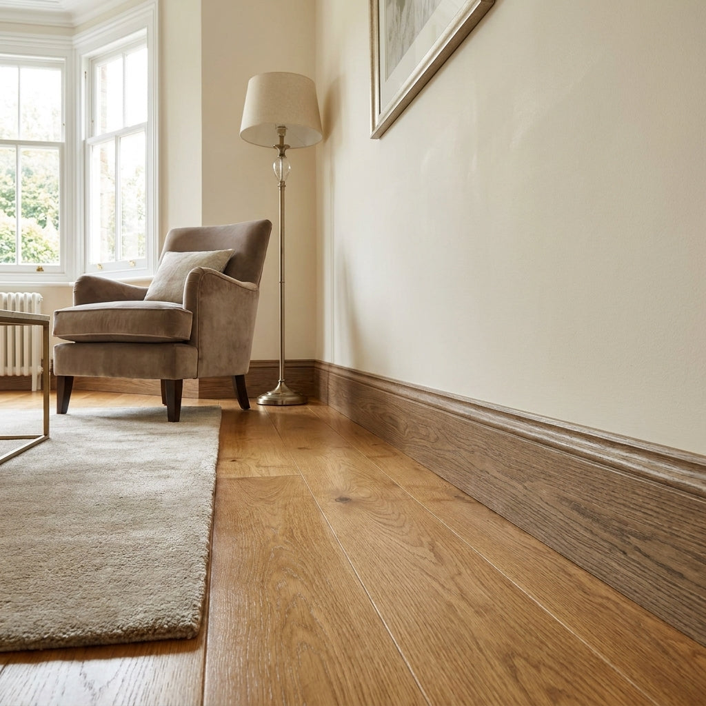Medium Oak Laminate Skirting Board 2400mm x 15mm x 95mm