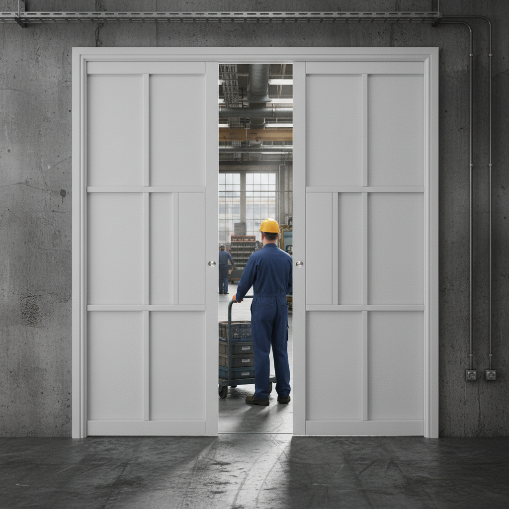 Premium Double Pocket Door Set with Galvanised Steel Frame and Timber Lining Kit for Seamless Installation