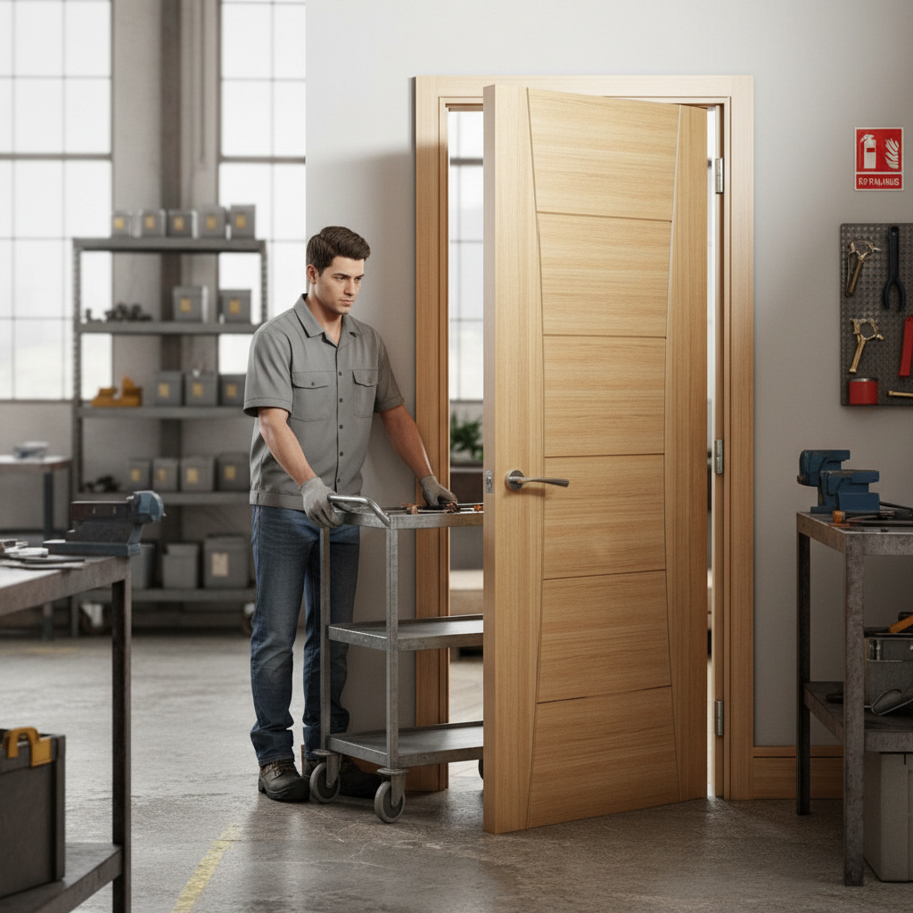 Premium Fully Finished Internal FD30 Fire Door with Real Oak Veneer and Solid Core for Modern Interiors