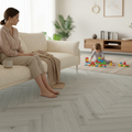 Premium Herringbone Vinyl Flooring 5mm Anti-Microbial UV Coated with Rigid Core for High-Traffic Areas