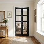 Internal Bifold Door, Jet Black, Fully Finished, 4 Light Clear Glass