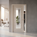 Premium Internal Fully Finished Laminate Ladder Clear Glass Door - Stylish Ivory Oak Design with Lifetime Guarantee