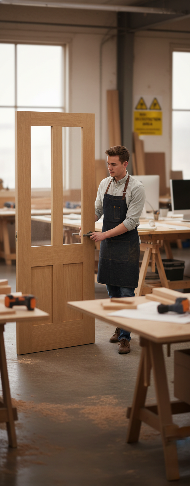 Premium Victorian Shaker Clear Glazed Door with Engineered Construction and A-Grade Oak Veneer for Enhanced Home Decor