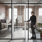 Premium Custom Made Industrial Style Door with White Clear Glazing and Solid Core Construction