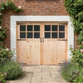 External Solid Redwood Garage Door and Frame Set, Unfinished, 6 Light Obscure