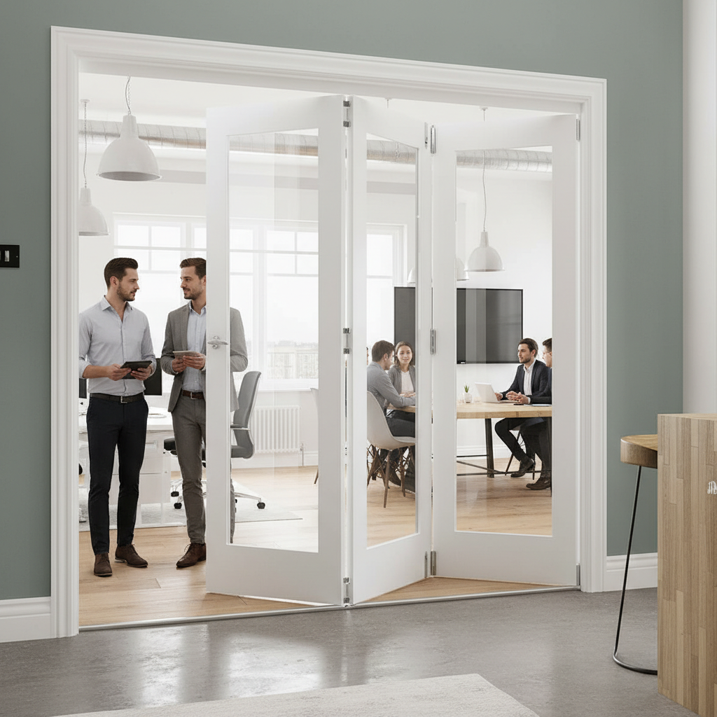 Premium Clear Glazed Room Divider with Top Hung System and Custom Configurations for Flexible Space Management