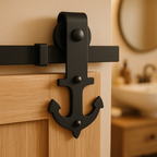 Matt Black Sliding Barn Door Track Bracket Pair with 10-Year Guarantee - detail view