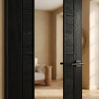 Black Internal Finished Laminate Door with Clear Glass, Fully Finished - detail view
