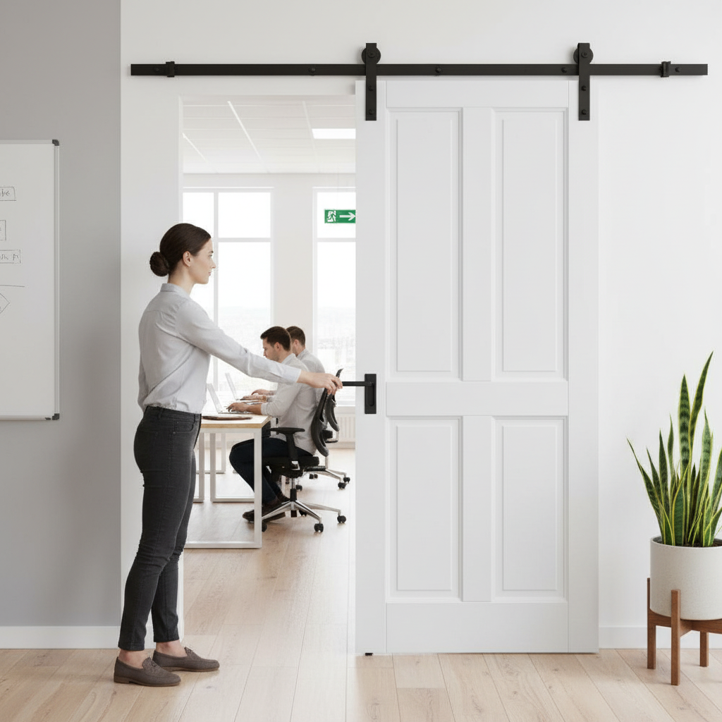Premium Internal White Primed 4 Panel Sliding Door Set - Solid Pine Construction with DIY Finishing Options and Lifetime Guarantee - Image 2