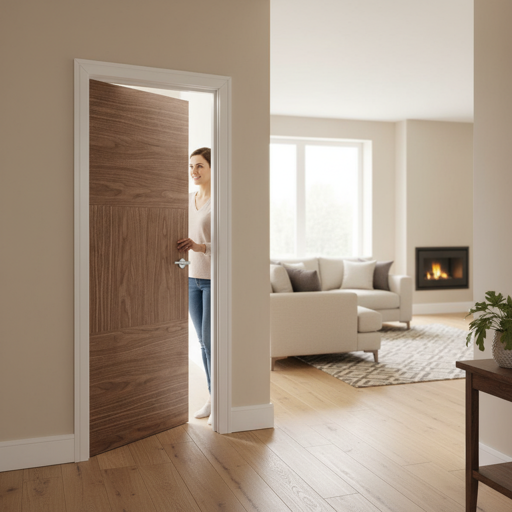 Premium Walnut Internal Door with Engineered Construction and Solid Core - Modern Design for Any Living Space