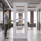 Premium Internal Fully Finished Light Grey Ash Door with Clear Toughened Glass, Solid Core and FSC Certification