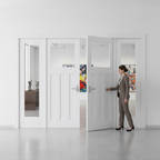 Premium Clear Glass 1 Panel Sidelight Room Divider Set with White Primed Frame - Elegant Design for Stylish Home Spaces